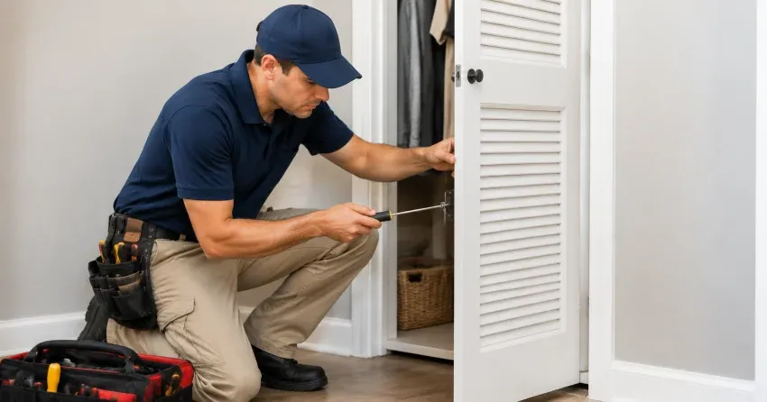 technician repairing doorbell button and wiring in Uxbridge
