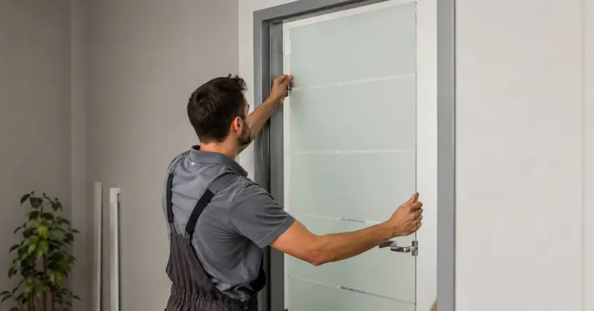 frosted glass interior door panel installation in Udora, Uxbridge