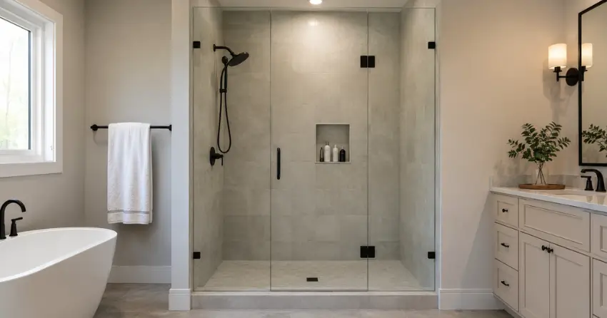 new frameless glass shower door installed in Leaskdale, Uxbridge